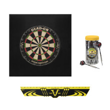 Viper Defender II Backboard & Sisal/Bristle Steel Tip Dartboard Bundle: Premium Set (Dead On Dartboard, Defender II Backboard, Edge Throw Line, 21pc