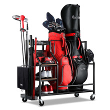 EXTCCT Golf Bags Storage Organizer- 2 Golf Bag Stand for Golf Equipment Accessories, Golf Bag Storage Rack with Wheels, Golf Club, Golf Gear
