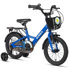 Glerc Bubble 16 Inch Kids Bike for 5 6 7 8 Years Old Little Boys & Girls Bicycles with Basket Stabilisers and Rear Rack, Blue