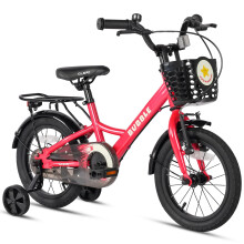 Glerc Bubble 14 Inch Kids Bike for 3 4 5 6 Years Old Little Boys & Girls Bicycles with Basket Stabilisers and Rear Rack, Rosa red