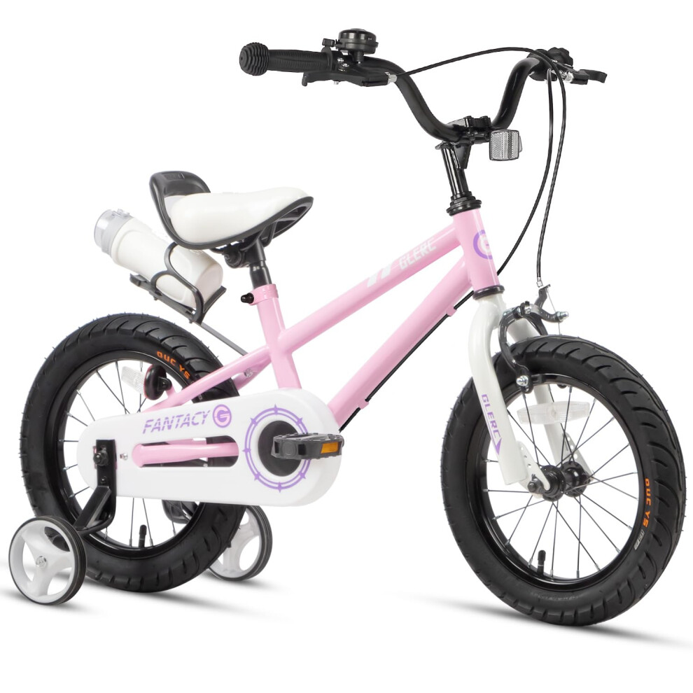 Glerc Fantacy Kids Bike 16 Inch Boys Girls Bicycle for Age 5 6 7 8 Year Old with Stabilisers & Bottle Cage for Birthday Gift,Pink-image-OPC-PH52HMR-NEW