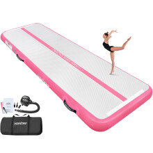VOFiTNY All Purpose Gymnastics Mat 10?x3.3?x4?? Sturdy Inflatable Tumbling Track Cheer Mat for Home/Gym Pink