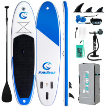 FunWater Stand Up Paddle Board 335x82x15cm Ultra-Light Inflatable Paddleboard with Accessories, Three Fins, Adjustable Paddle, Pump, Backpack, Leash,