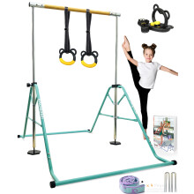 YOUTIFUN Fiberglass Gymnastics Bar, Kids Gym Equipment 5 Level Height Adjustable Pull Up Horizontal Gymnastic Bar, Gymnastics Equipment for Home for