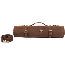 Chef's Canvas Knife Bag - Heavy Duty Waxed Canvas, 10 Slots, 18" Max, Portable with Shoulder Strap