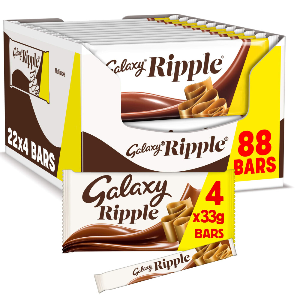 Galaxy Ripple Chocolate Bars For Sharing, Bulk Box, 88 Bars Of 33G, (Packaging May Vary)