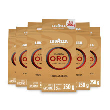 Lavazza, Qualit? Oro, Ground Coffee, 6 Packs of 250 g, Ideal for Moka Pot, Filtered Coffee and French Press, with Aromatic Notes of Fruit and Flowers,