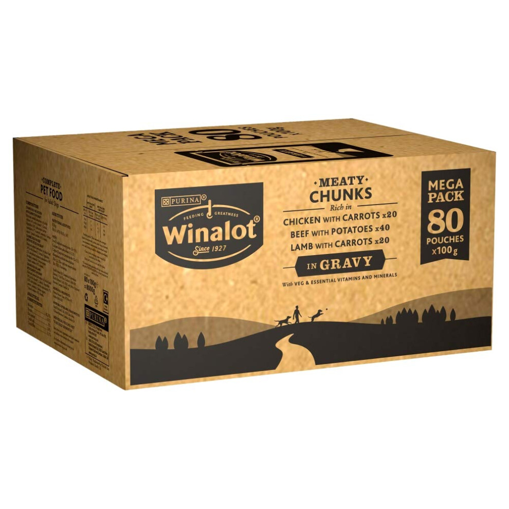 Purina Winalot Meaty Chunks Mixed In Gravy Wet Dog Food 80X100g