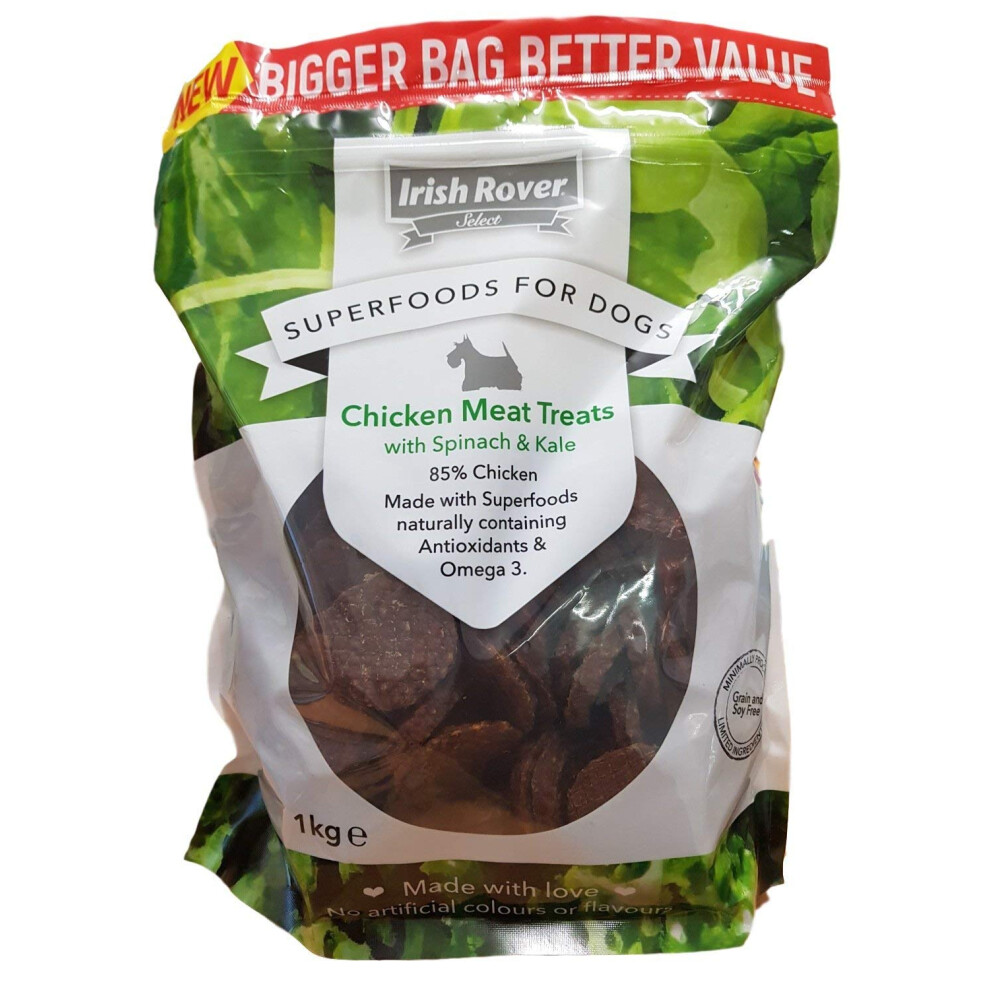 Irish Rover 3 X New Select Super Foods For Dogs Chicken Spinach And Kale 1Kg