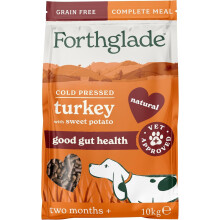 Forthglade Dry Dog Food, Cold Pressed, (10kg Resealable Bag), Turkey with Vegetables, Hypoallergenic Dog Food, Grain Free Complete, Natural Senior,