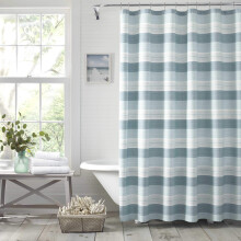Tommy Bahama - Stoffen douchegordijn Stijlvol gestreepte badkamer Decor Haakgaten Top (Hula Beach Blue 72 """" X 72 """")