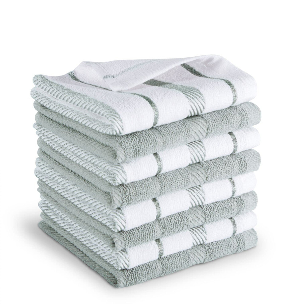 KitchenAid Albany Dishcloth 8 Pack Set  Matte Grey/White  12""""x12