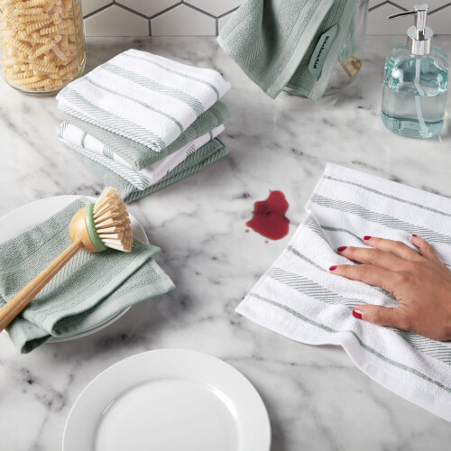 KitchenAid KitchenAid Albany Dishcloth 8 Pack Set  Matte Grey/White  12""""x12"""" 1