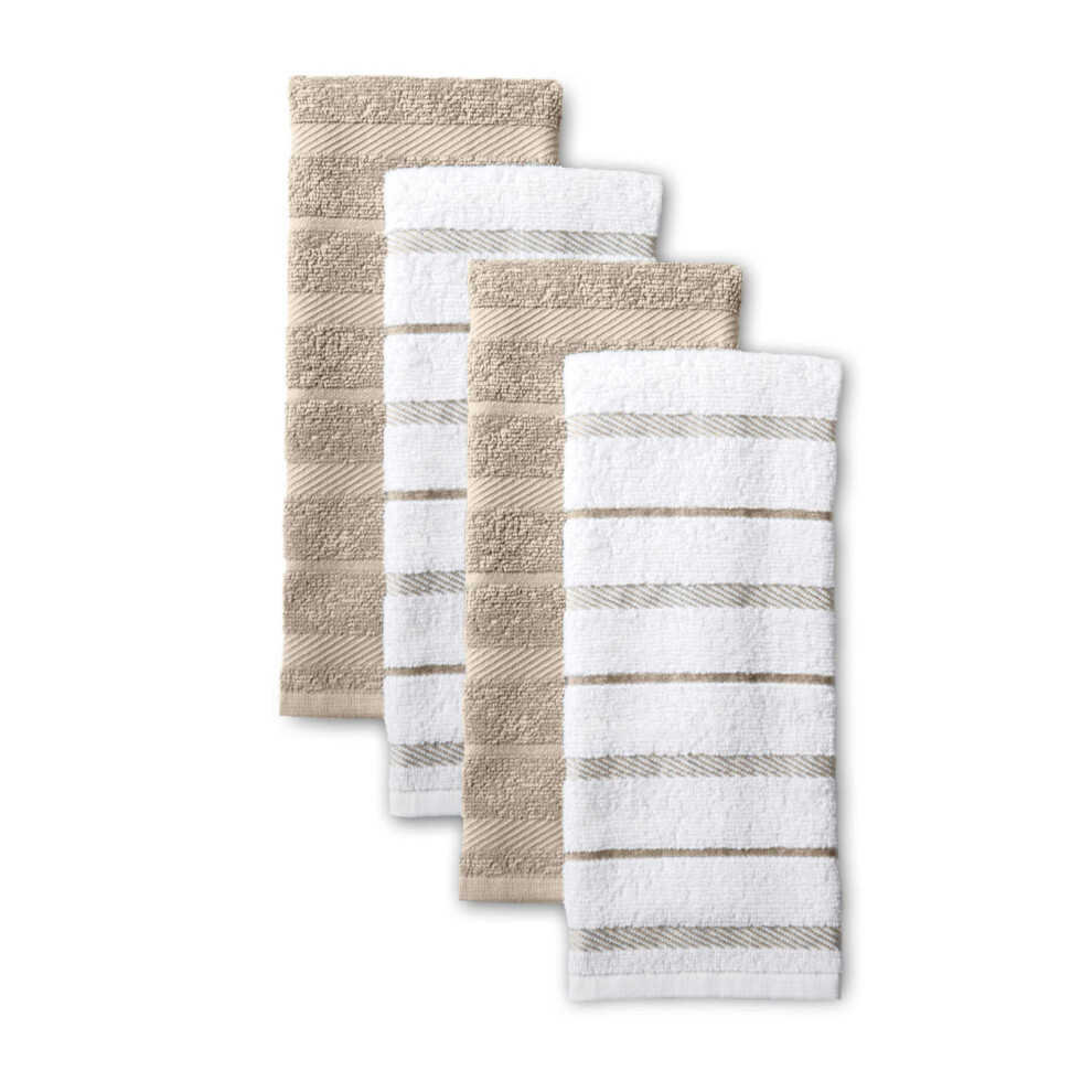 KitchenAid Albany Kitchen Towel 4-Pack Set  Milkshake Tan/White  16""""x26