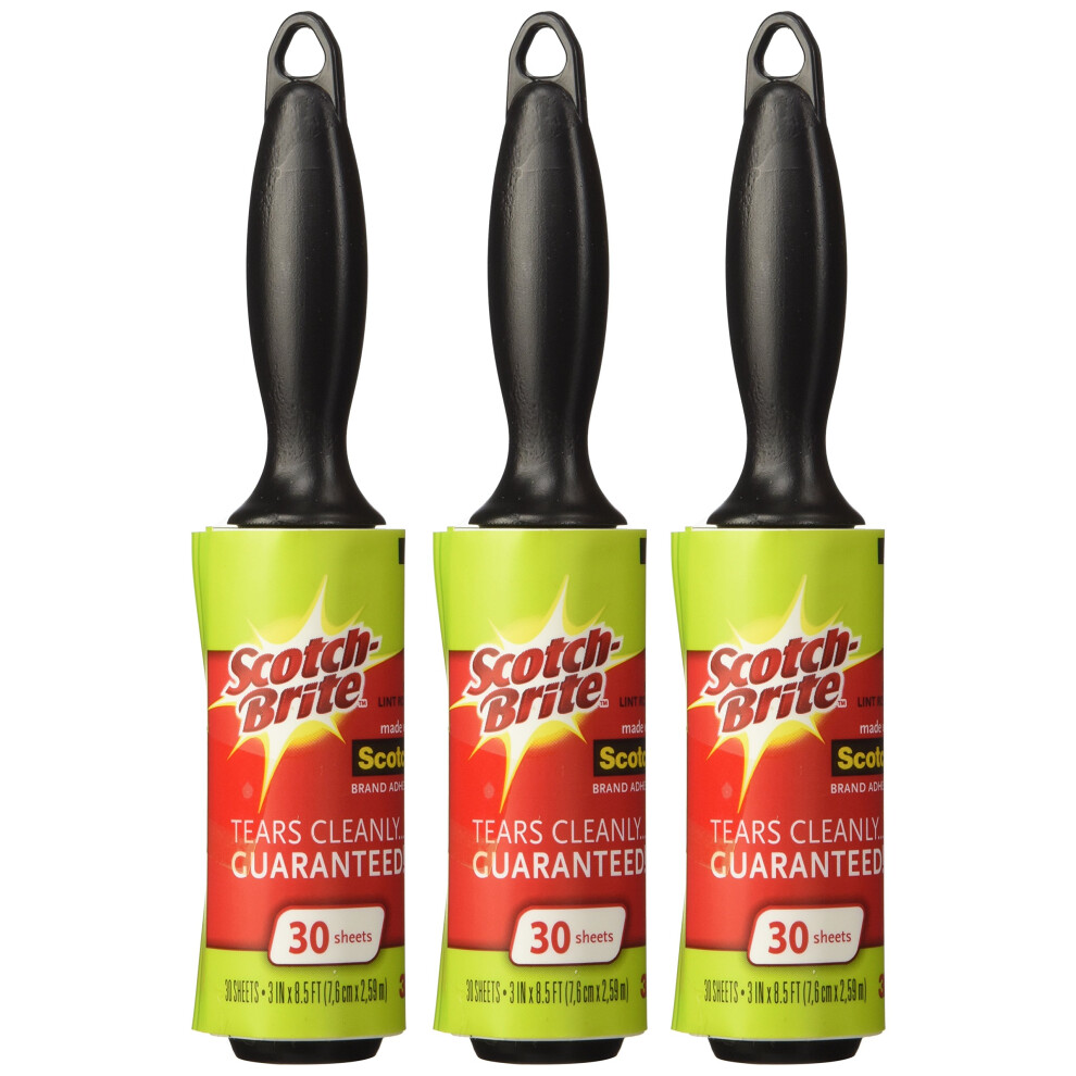Scotch 3M Mini Lint Rollers  3-Pack (30 Sheets Each)  Portable Sticky Remover for Clothes  Furniture & Pet Hair  Compact Travel Roller