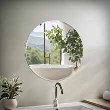 Miroir mural de salle de bain Gatco 1806 de 25 pouces, miroir moderne pour meuble-lavabo de salon, design fin, biseaut , rond et sans cadre - Sup