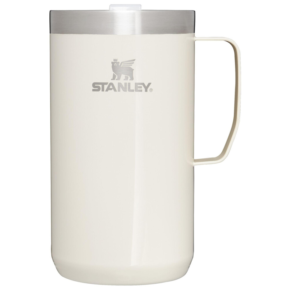 Stanley Stay Hot Camp Mug - Durable 18/8 Stainless Steel Insulated Mug - Splash-Free Tritan Drink-Thru Lid - 24 OZ - Cream Gloss