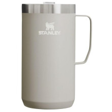 Stanley Stay Hot Camp Mug Robuster, isolierter Becher aus 18/8-Edelstahl Spritzfreier Tritan-Trinkdeckel 24 oz Ash 2.0