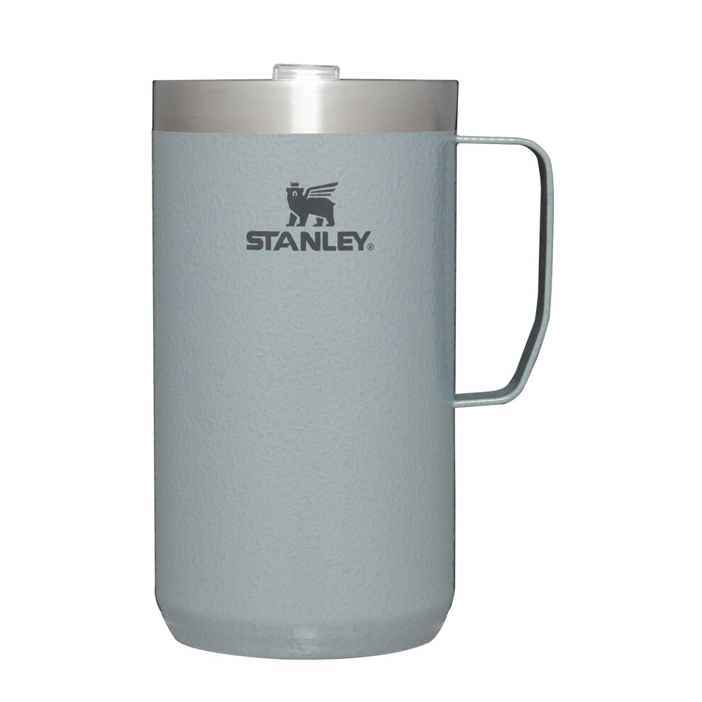 Stanley Stay Hot Camp Mug - Durable 18/8 Stainless Steel Insulated Mug - Splash-Free Tritan Drink-Thru Lid - 24 OZ - Hammertone Silver