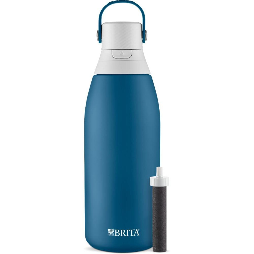 Brita Stainless Steel Premium Filtering Water Bottle  BPA-Free  Reusable  Insulated  Replaces 300 Plastic Water Bottles  Filter Lasts 2 Months or 40 G