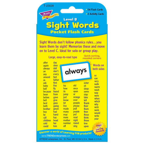 Trend Enterprises: Κάρτες Flash για Sight Words Επιπέδου B, 56 Διπλής Όψης 2