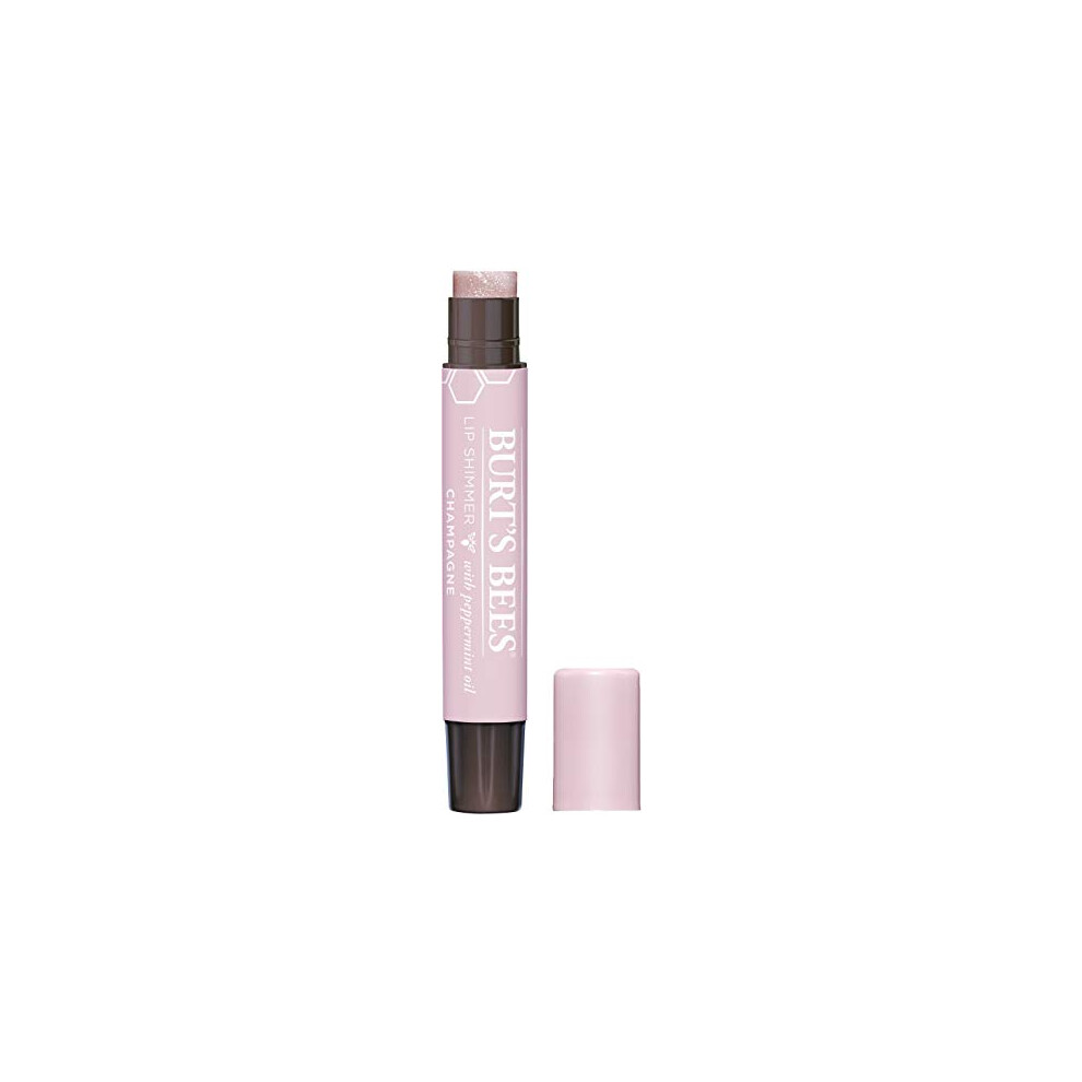 Burts Bees Lip Balm Stocking Stuffer  Moisturizing Lip Shimmer Holiday Gift for Women  with Vitamin E & Coconut Oil  100% Natural  Champagne  0.09 Oun