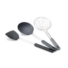 Joseph Joseph Nest Fusion kompakt wok szilikon eszterglyos szilikon kanl s drt szkimmer szett egy mretu fekete 3 rszes