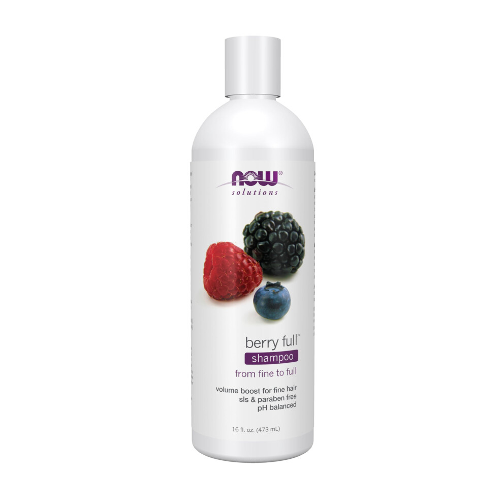 NOW Foods Solutions  Berry Full  Volume Boost Shampoo for Fine Hair with Biotin  pH Balanced  16-Ounce