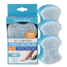 Spongables Pedi Scrub Esfoliante per Piedi 20+ Lavaggi, Pulito & Fresco, 3 Pezzi