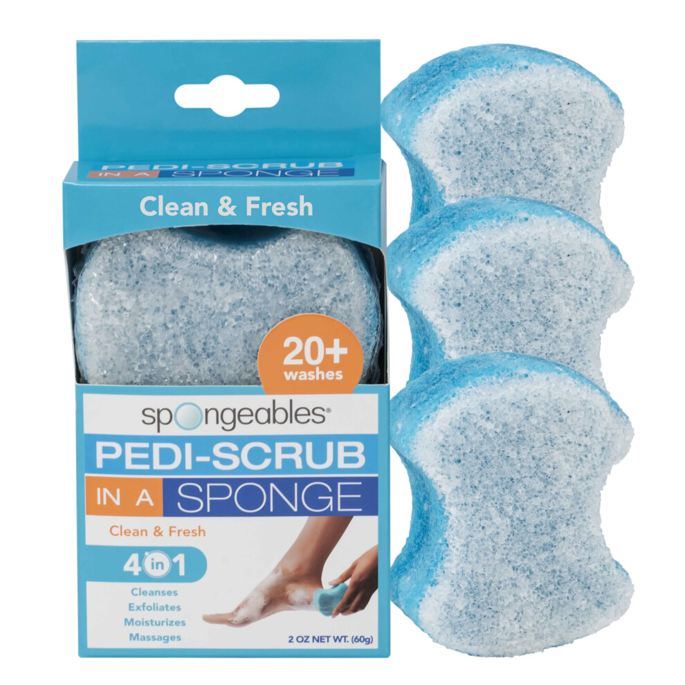 Esponjas Spongables Pedi Scrub Foot Exfoliating 20+ Wash Sponge Clean & Fresh 3 Count