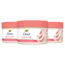 Dove Body Scrub Witte Perzik & Gemalen Rijst 3 Stuks voor een zichtbaar zijdezachte, gevoede huid met vochtinbrengende cr?e 10,5 oz