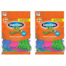 Dentek Kids Fun Flosers Wild Fruit | 75-rknar flossiga plockningar | 2-pack