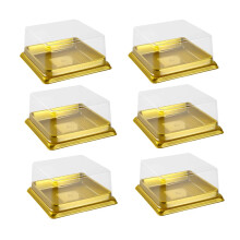 Hewnda 50 Pack gouden cakepannen bodem 3 inch X hoogte 1-1/2 inch van doorzichtige plastic mini-cakedoos muffins doos koekjesdoos bruiloft verjaardag