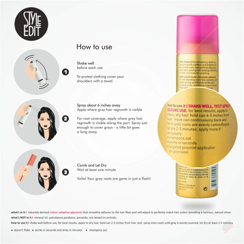 STYLE EDIT MEDIUM BLONDE Root Concealer Touch Up Spray (Multiple Colors Available) Instantly Covers Greys And Dark Roots 1