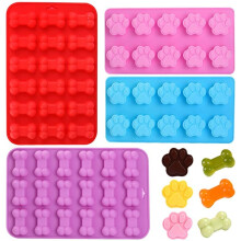 Siliconen mallen Puppy Hond Poot en Botvorm voor Hondentraktaties Zelfgemaakte Non-stick Food Grade Chocolade Snoep Jelly Ijsblokjesvorm Cupcake Bakv