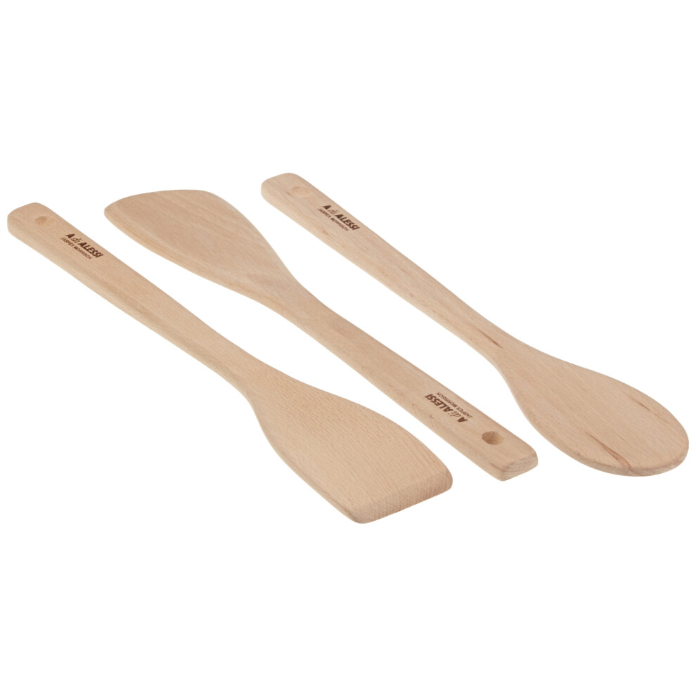 Alessi Pots Pans Set of Wooden Spoons  Silver -