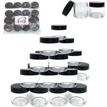(Cantitate: 30 buc.) Borcane rotunde transparente Beauticom 30G/30ML (1 oz) cu capac negru plat pentru margele Pietre pre?ioase Brelocuri cu scli