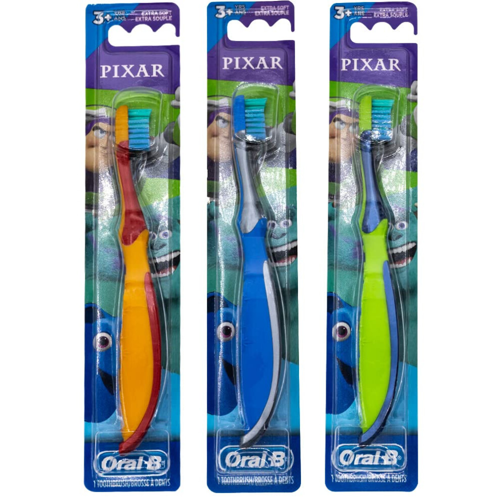 Oral-B Kids Pixar Toothbrush Children 3+ Extra Soft (Characters Vary) - Pack of 3