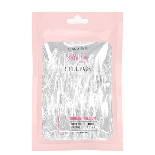 Kiara Sky Gelly Tip Soak Off Nails Refill Pack - Square Shape Medium Length (Size 0 1 2)