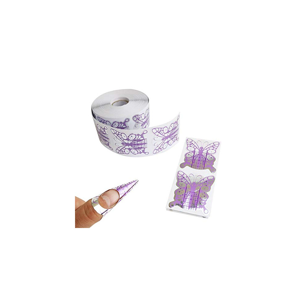 Tvoip Purple 100Pcs/Pack Nail Forms Extension Tips Guide Extension French Diy Tool Acrylic Uv Gel Nail Art Tools Builder Sticker Sculpting (Butterfly)