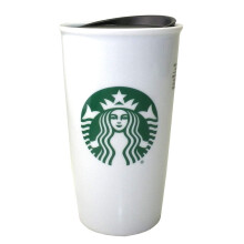 Starbucks Classic White and Green Coffee Traveler Tumbler s dvojitou stenou, keramick    cestovn    poh   r na k   vu, 355 ml