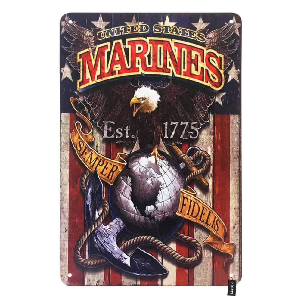 HOSNYE United States Marines Plaque en    tain Cool Eagle sur le drapeau am   ricain Vintage Metal Tin Signs pour hommes femmes Art mural D   coration