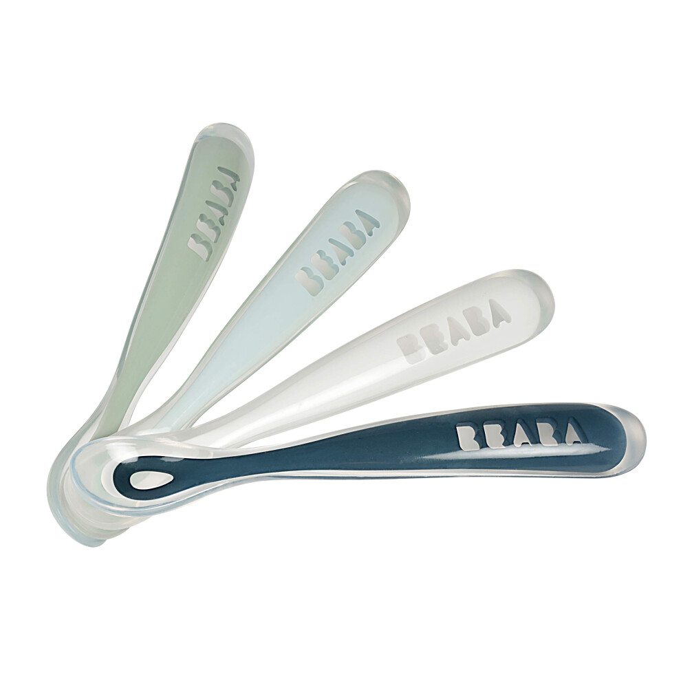 BEABA Baby's First Foods Spoon Set  Original Silicone Baby Spoons  Baby Essentials  Baby Spoons  Pack of 4 Baby Gift Set  BPA Lead & Phthalate Free  R