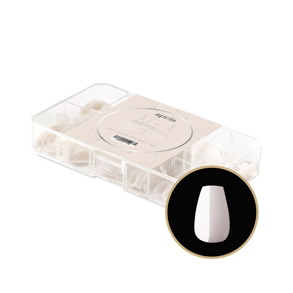 Bo   te de 150 faux-ongles Apres Neutrals Gel-X Whitney, 11 tailles (00-9), gel souple (cercueil naturel extra court, 150 pi   ces)