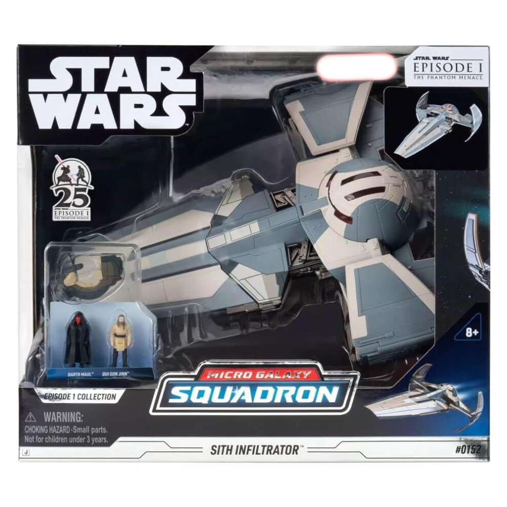 Star Wars Micro Galaxy Squadron Sith Infiltrator - Veicolo Da 10 Pollici Con Speeder Da 6,3 Cm Con Supporto E Due Accessori Per Micro Figure Da 2,5 Pollici-image