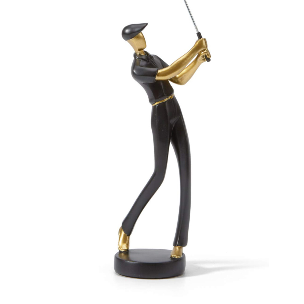 Haucoze Golffiguur Beeld Golfer Decoratie Moderne Sculptuur Huis Cadeaus Tafel Middenstuk Ambachten Polyresin Zwart Kunst 9,6 Inch-image