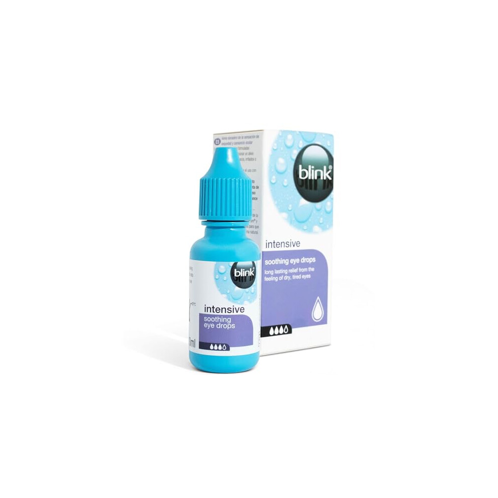 Blink Intensive Soothing Eye Drops for Dry Eyes - Instant and Long-Lasting Lubricating Eye Drops for Tired Eyes with Hyaluronic Acid, Suitable for Co