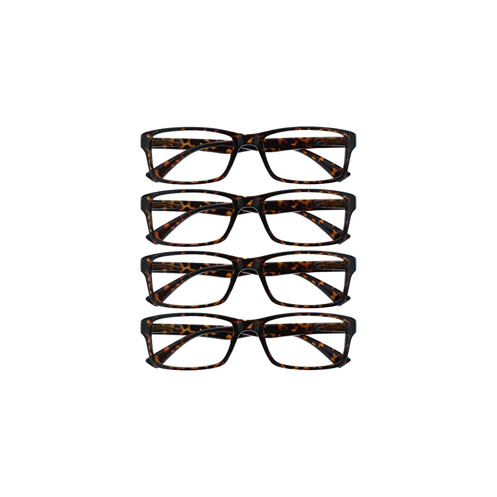 Opulize Brown Reading Glasses Tortoiseshell Readers Value 4 Pack Designer Style Mens Womens Rrrr92-2 +2.50