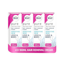 4 x 100ml Veet Hair Removal Cream for Legs & Body (Sensitive Skin)