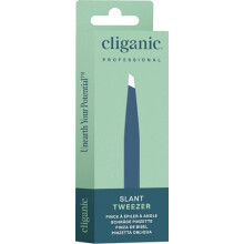 Cliganic Professional Eyebrow Tweezers Slant Tip (Blue) - Precision for Men & Women, Stainless Steel Best for Plucking Chin Facial Hair